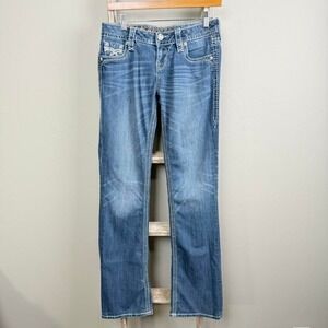 Vintage Y2K Rock Revival LowRise Bedazzled‎ Bootcut Denim Jeans 27x29
